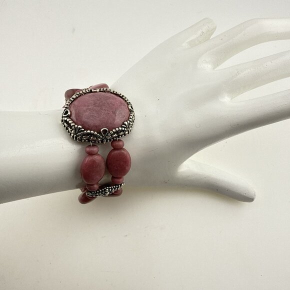 Carolyn Pollack Bracelet Pink Rhodonite Cabochon Oval Bead Sterling Silver 925 - Picture 11 of 11